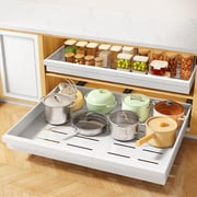 Pull out Cabinet Organizer, Expandable12"-20.4" Silde Out Drawers with Raising Pad for Framed Cabinets, Adjustable Full-Extension Adhesive Roll out Shelves for Kitchen Pantry Home Pot and Pan