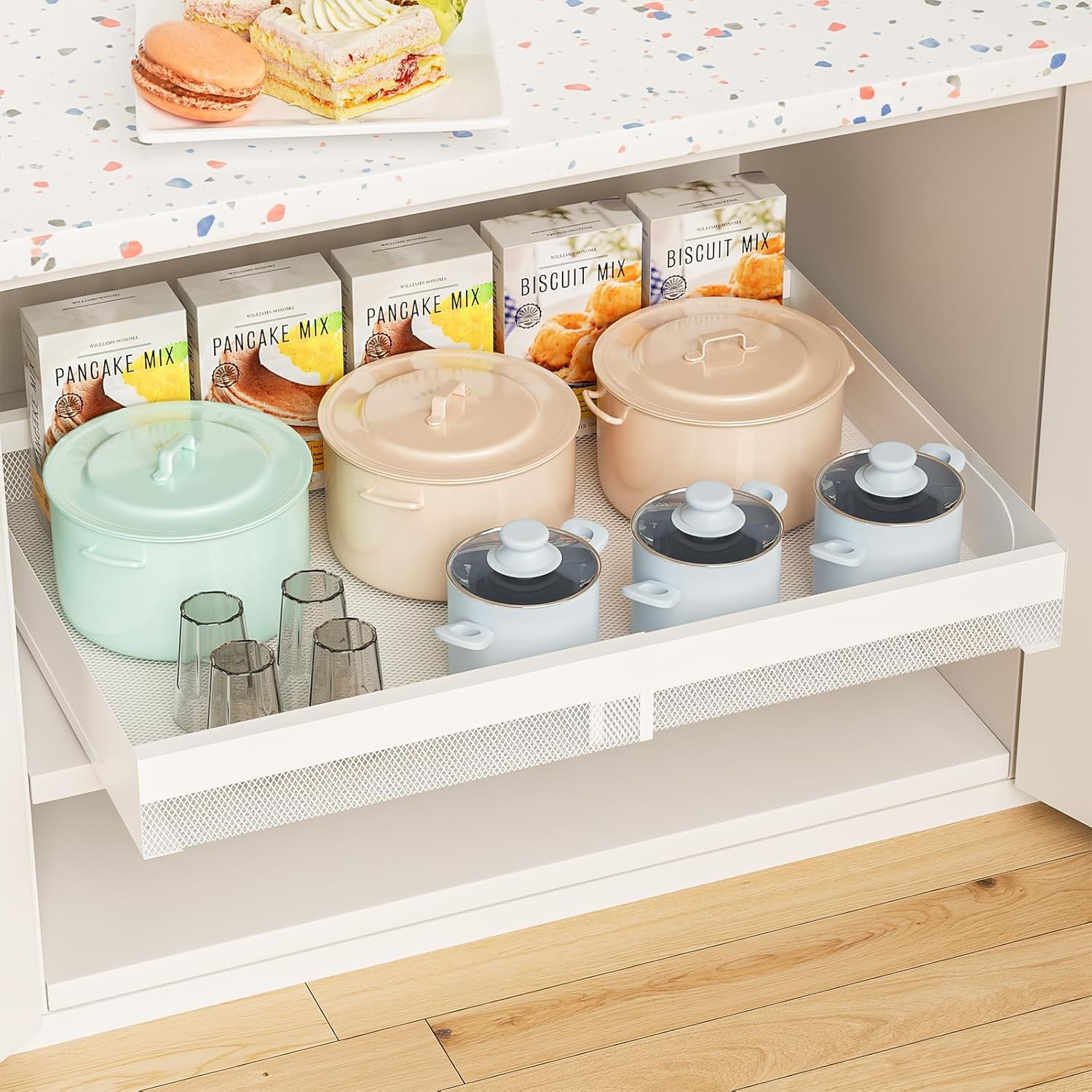 4 Pcs Adhesive Sliders For Cabinets – Pull Out Drawer Slides, Self-Adhesive Cabinet Tracks, 10.4 X 1.18 X 0.39 Inches, For Organizers