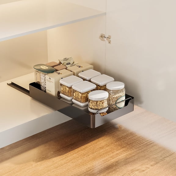 Pull Out Cabinet Organizer Fixed with Damping Guide,Heavy Duty Sliding Drawer Pantry Shelf,Noiseless Slide Out Pantry Shelves for Kitchen, Living Room, Home,25cm