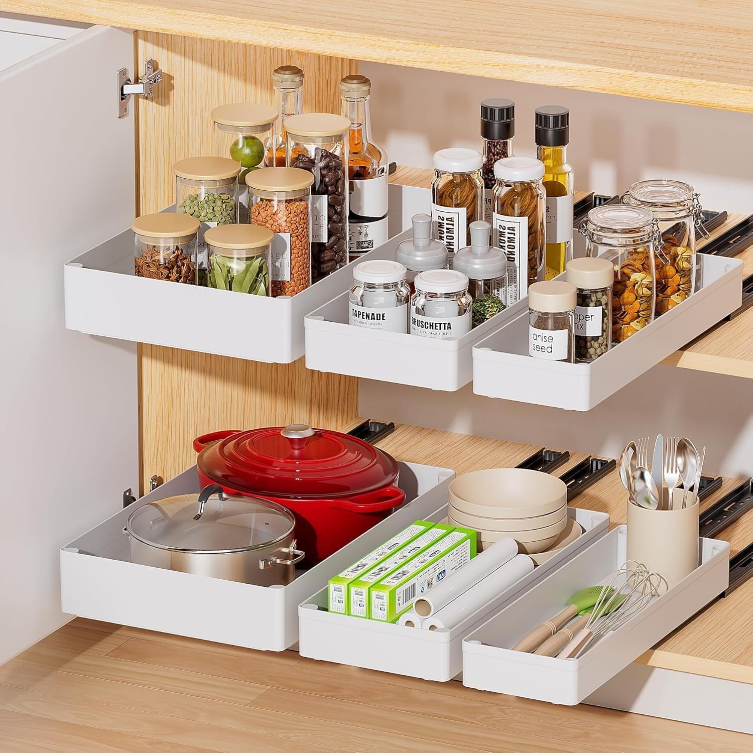 Pull Out Cabinet Organizer, Slide Out Drawer for Kitchen Cupboard ...