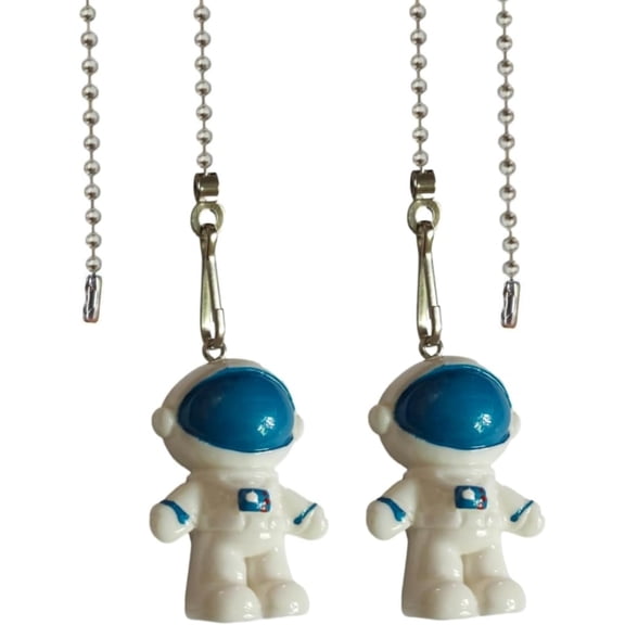 Pull Chain 12 inch Mini Blue Spaceman Charm Pendant Ceiling Fan Danglers Fan Pulls Extender with Ball Connector-2Pcs