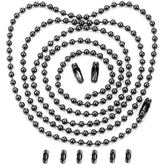 Pull Chain Extension, 2 Pack 36" Stainless Steel Ceiling Fan Pull Chain, Strong Bearing & Rustproof, 6 Size Light Chain Pull Extender with 6 Solid Matching Connectors