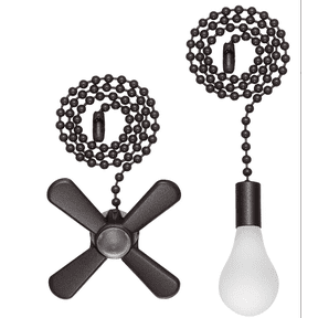 Sinvic 2 Pcs 12 inch Black Pull Chain Extension With Connector and Decorative Ornaments For Fan and Light