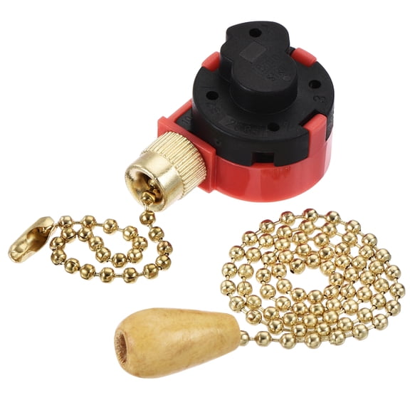 Pull Chain Switch 3 Speed ZE-268S1 w Chain for Ceiling Fan Lamp Red Gold