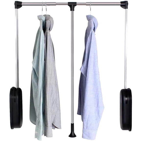 Pull Down Closet Rod 60 lbs Heavy Duty Home Clothes Storage Hanging Adjustable 33-45 inches Stainless Steel Side Mounted Closet Rod Wardrobe Lift Rail Organizer