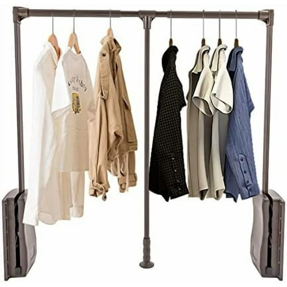 Pull Down Closet Rod for Hanging Clothes, Adjustable 35-47 Inch Wardrobe Rail Lift Closet Rod, Cloakroom Lift Clothes Hanger, Retractable Wardrobe Hanger, 55lbs Weight Capacity
