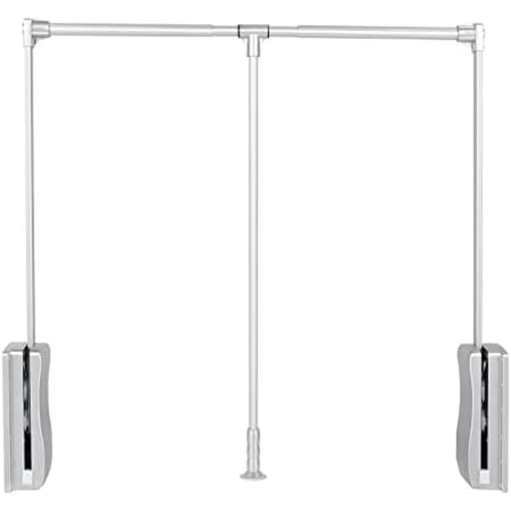 Pull Down Closet Rods, Adjustable 35-48 Inch Wardrobe Rail Lift Collapsible Closet Rod Aluminium Retractable Wardrobe Hanger Clothing Rail Closet Lift Organizer Storage Lift for Bedroom