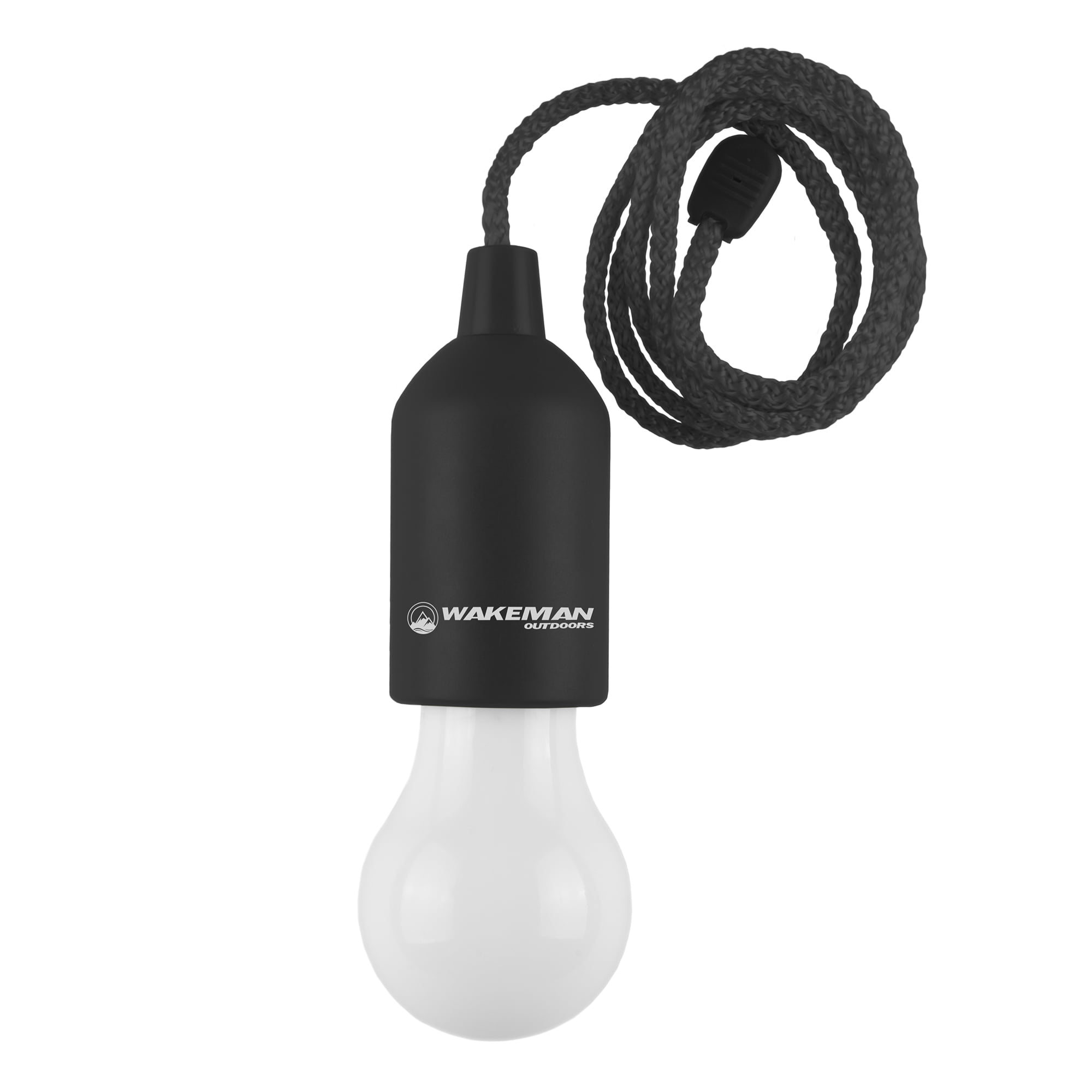Pull Cord Light- Portable LED Outdoor/Indoor Hanging Bulb Lantern for Camping, Home Garage, Patio, and Tent Lighting by Wakeman Outdoors (Black)