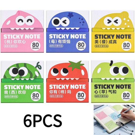 Pull Out Cute Sticky Notes Glittery Post It Notes 80 Sheets Transparent Sparkle Memo Pads Back To School Planner Journal Home Office Supplies School Supplies Bulk,6PCS