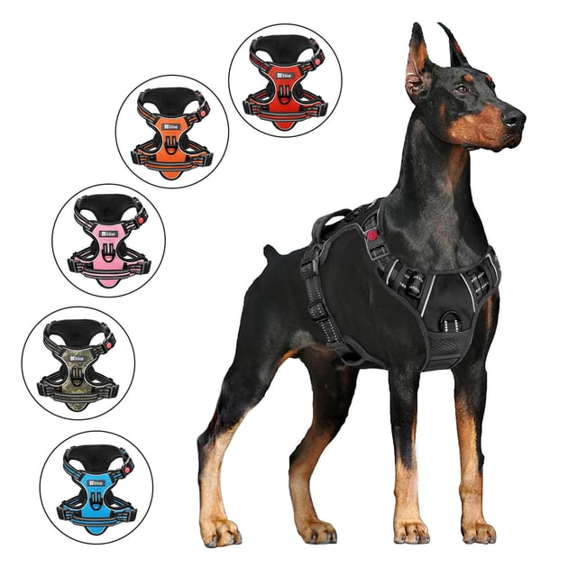 No Pull Dog Harness, Adjustable Dog Walking Harness with Breathable Padded Vest, Reflective Safe Comfort Pet Vest with Easy Control Handle for Small Medium Large Dogs, Black/XS