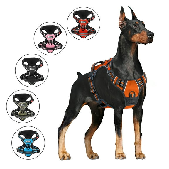 No Pull Dog Harness, Adjustable Dog Walking Harness with Breathable Padded Vest, Reflective Safe Comfort Pet Vest with Easy Control Handle for Small Medium Large Dogs,Orange/XS