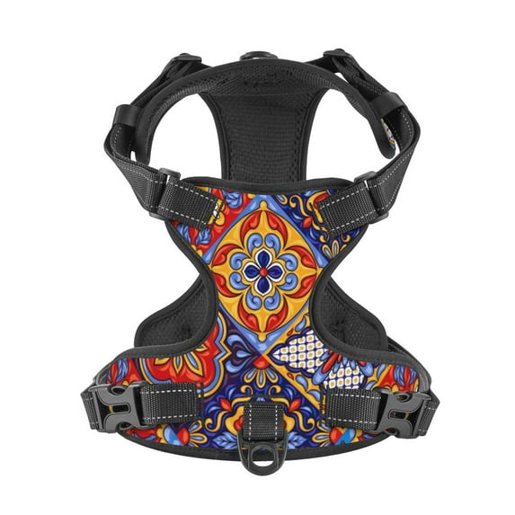 No Pull Dog Harness For Dogs Easy Walk Dog Vest Adjustable Collars Harnesses & Leashes Set Breathable Oxford Outdoor Walking Safety Reflective Strip Mexican Ethnic Boho