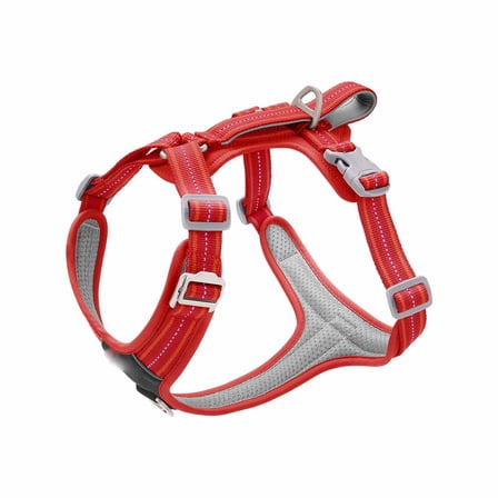 No Pull Dog Harness for Extra Large Dogs, Adjustable, Reflective Breathable Padded Vest with 2 Metal Leash Clips and Handle for Control or Car Seatbelt Use(S,E)