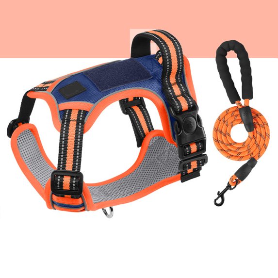 No Pull Dog Harness and Leash Set, Reflective Adjustable Pet Vest with Easy Control Handle, Breathable Padded Mesh Training Harness for Small Medium Large Dogs