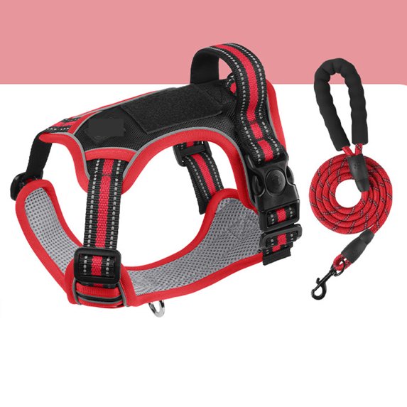 No Pull Dog Harness and Leash Set, Reflective Adjustable Pet Vest with Easy Control Handle, Breathable Padded Mesh Training Harness for Small Medium Large Dogs