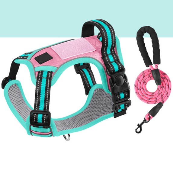 No Pull Dog Harness and Leash Set, Reflective Adjustable Pet Vest with Easy Control Handle, Breathable Padded Mesh Training Harness for Small Medium Large Dogs