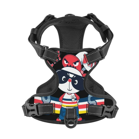No Pull Dog Harness For Medium Dogs Easy Walk Dog Vest Adjustable Collars Harnesses & Leashes Set Breathable Oxford Outdoor Walking Safety Reflective Strip Handsome Rabbit Boy Play All Day