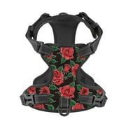 No Pull Dog Harness For Small Dogs Easy Walk Dog Vest Adjustable Collars Harnesses & Leashes Set Breathable Oxford Outdoor Walking Safety Reflective Strip Beautiful Vintage Roses Floral