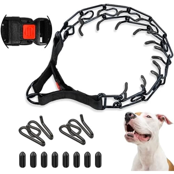 No Pull Dog Training Collar, Adjustable Dog Training Collar with Buckle for Small Medium Large Dogs(Packed with One Extra Links) (S (Neck: 14"-16'' Weight: Around 35 lbs), Black)