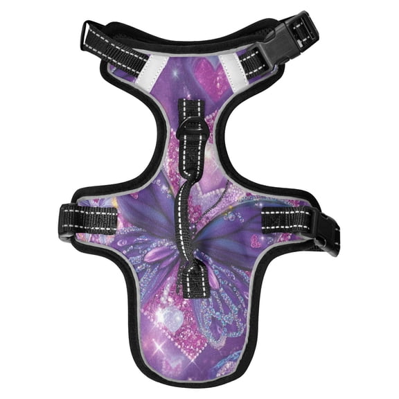 No Pull Dog Vest Harnesses and Escape Proof Cat Harnesses with Leash Set Reflective Adjustable Breathable Soft Padded Pet Vest for Small Medium Dogs Cats Adorable Diamond Painting Butterfly
