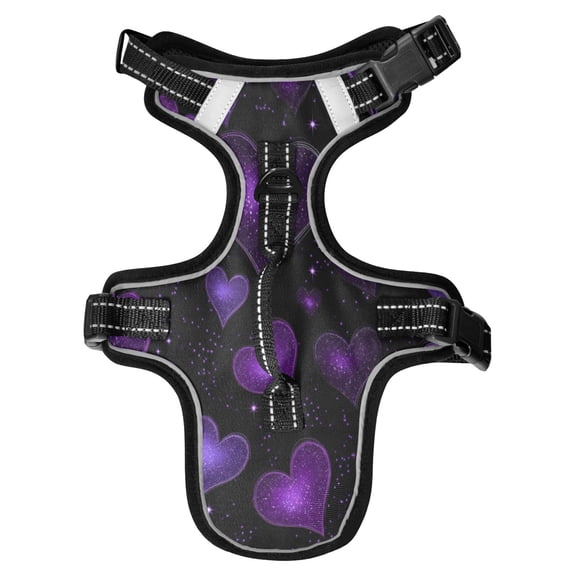 No Pull Dog Vest Harnesses and Escape Proof Cat Harnesses with Leash Set Reflective Adjustable Breathable Soft Padded Pet Vest for Small Medium Dogs Cats Amethyst Diamond Hearts