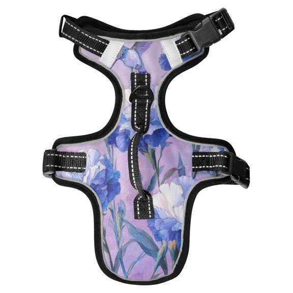 No Pull Dog Vest Harnesses and Escape Proof Cat Harnesses with Leash Set Reflective Adjustable Breathable Soft Padded Pet Vest for Small Medium Dogs Cats Birds and Deep Blue Flowers