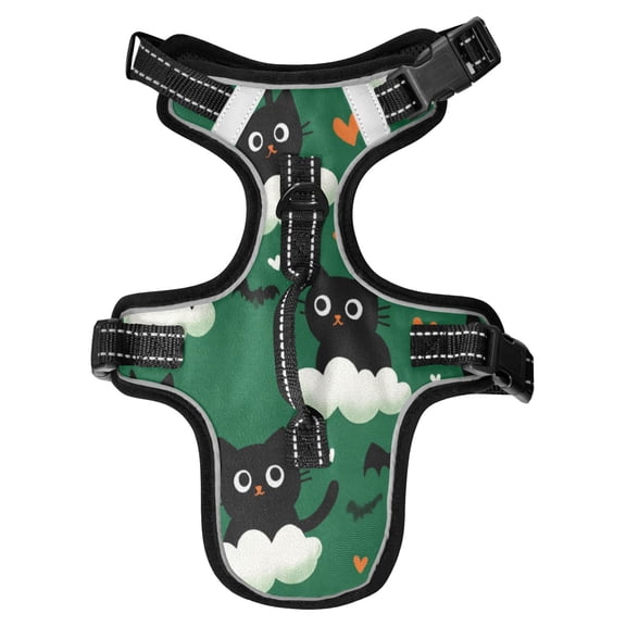 No Pull Dog Vest Harnesses and Escape Proof Cat Harnesses with Leash Set Reflective Adjustable Breathable Soft Padded Pet Vest for Small Medium Dogs Cats Black Cats and Bats