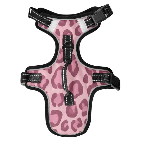 No Pull Dog Vest Harnesses and Escape Proof Cat Harnesses with Leash Set Reflective Adjustable Breathable Soft Padded Pet Vest for Small Medium Dogs Cats Blush Pink Cheetah Print Pattern