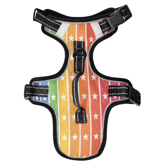 No Pull Dog Vest Harnesses and Escape Proof Cat Harnesses with Leash Set Reflective Adjustable Breathable Soft Padded Pet Vest for Small Medium Dogs Cats Cute Colorful Stripe Star Print