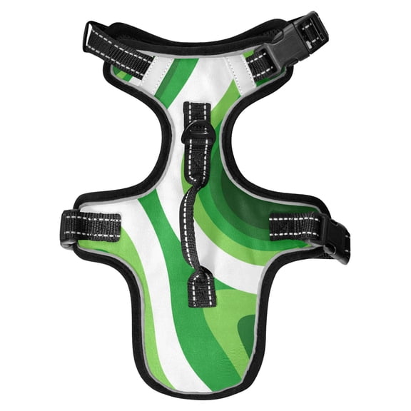 No Pull Dog Vest Harnesses and Escape Proof Cat Harnesses with Leash Set Reflective Adjustable Breathable Soft Padded Pet Vest for Small Medium Dogs Cats Deep Green Thick Lines