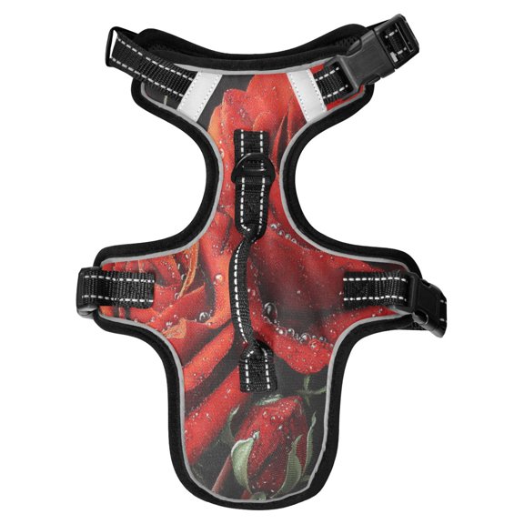 No Pull Dog Vest Harnesses and Escape Proof Cat Harnesses with Leash Set Reflective Adjustable Breathable Soft Padded Pet Vest for Small Medium Dogs Cats Diamond Painting Of Red Roses