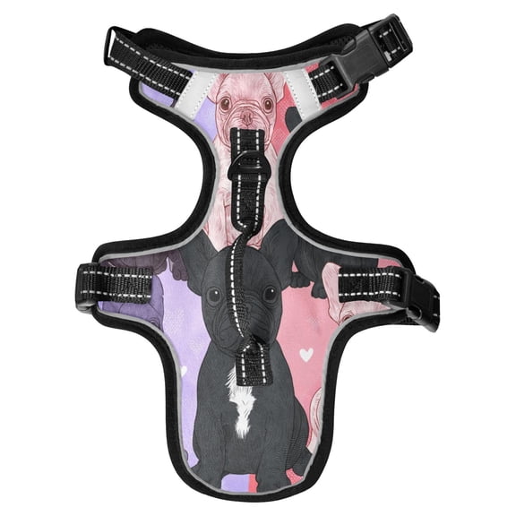 No Pull Dog Vest Harnesses and Escape Proof Cat Harnesses with Leash Set Reflective Adjustable Breathable Soft Padded Pet Vest for Small Medium Dogs Cats Frenchie Squad Love Hearts