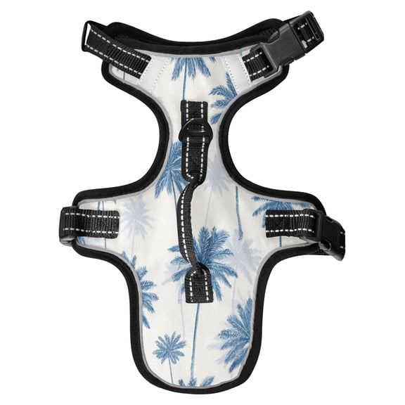 No Pull Dog Vest Harnesses and Escape Proof Cat Harnesses with Leash Set Reflective Adjustable Breathable Soft Padded Pet Vest for Small Medium Dogs Cats Indigo Palm Pattern