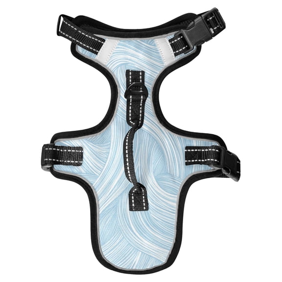 No Pull Dog Vest Harnesses and Escape Proof Cat Harnesses with Leash Set Reflective Adjustable Breathable Soft Padded Pet Vest for Small Medium Dogs Cats Light Blue Wavy Lines