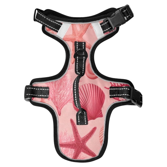 No Pull Dog Vest Harnesses and Escape Proof Cat Harnesses with Leash Set Reflective Adjustable Breathable Soft Padded Pet Vest for Small Medium Dogs Cats Monochrome Ocean Pattern