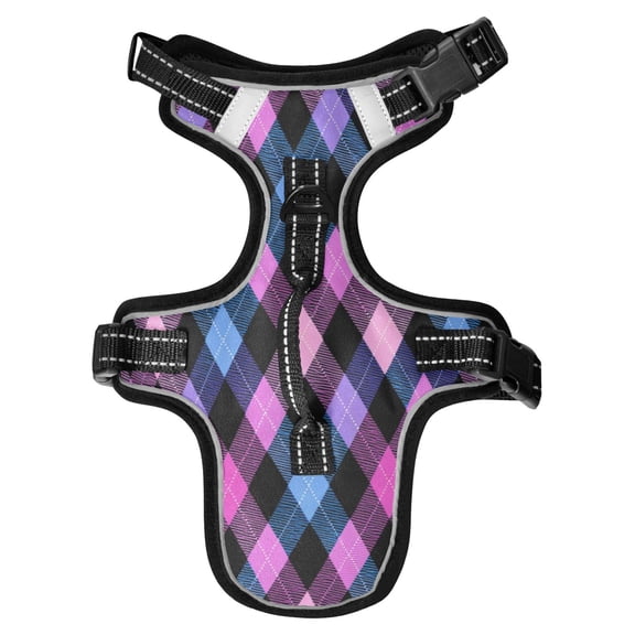 No Pull Dog Vest Harnesses and Escape Proof Cat Harnesses with Leash Set Reflective Adjustable Breathable Soft Padded Pet Vest for Small Medium Dogs Cats Pastel Gradient Diamond Plaid