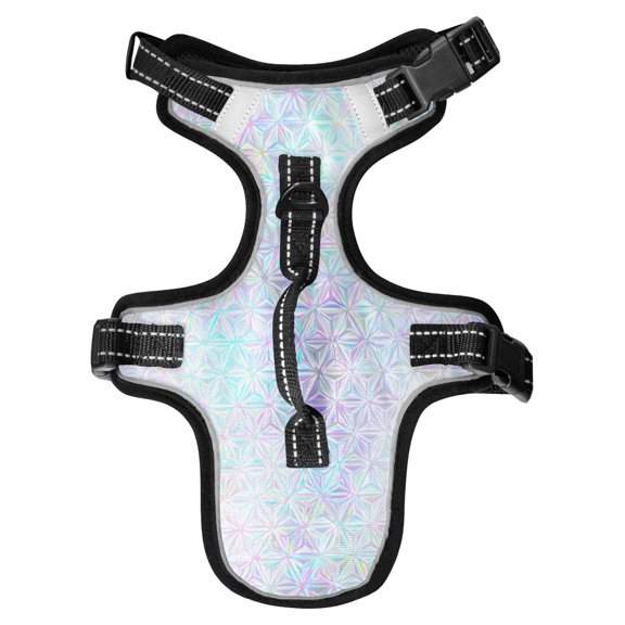 No Pull Dog Vest Harnesses and Escape Proof Cat Harnesses with Leash Set Reflective Adjustable Breathable Soft Padded Pet Vest for Small Medium Dogs Cats Pastel Prism Star Pattern