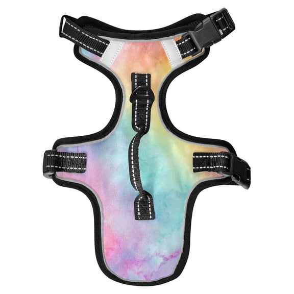 No Pull Dog Vest Harnesses and Escape Proof Cat Harnesses with Leash Set Reflective Adjustable Breathable Soft Padded Pet Vest for Small Medium Dogs Cats Pastel Rainbow Tie-dye Pattern