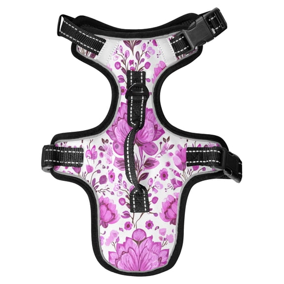 No Pull Dog Vest Harnesses and Escape Proof Cat Harnesses with Leash Set Reflective Adjustable Breathable Soft Padded Pet Vest for Small Medium Dogs Cats Pink Purple Lotus