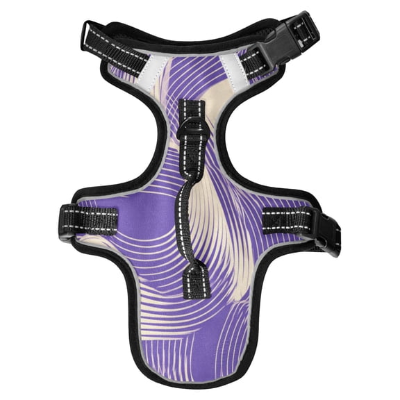 No Pull Dog Vest Harnesses and Escape Proof Cat Harnesses with Leash Set Reflective Adjustable Breathable Soft Padded Pet Vest for Small Medium Dogs Cats Purple Chaotic Lines