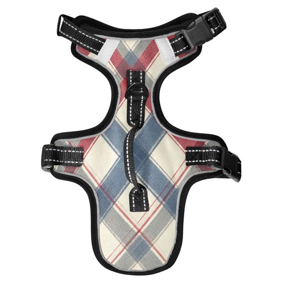 No Pull Dog Vest Harnesses and Escape Proof Cat Harnesses with Leash Set Reflective Adjustable Breathable Soft Padded Pet Vest for Small Medium Dogs Cats Red-blue Diagonal Lines