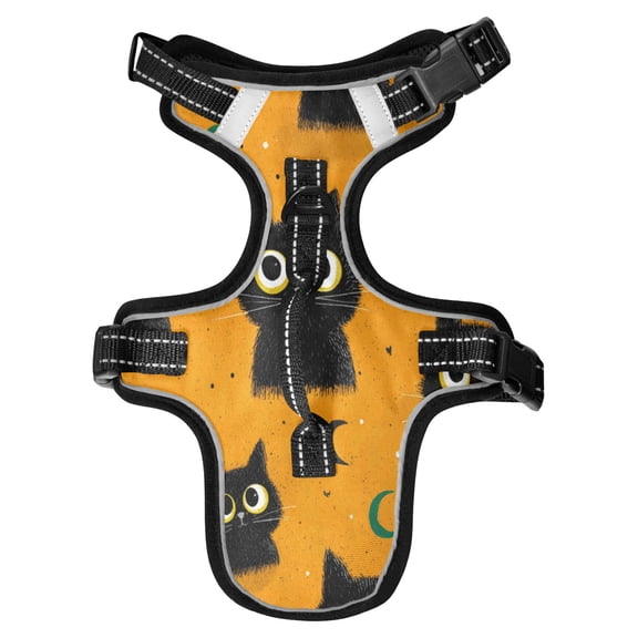 No Pull Dog Vest Harnesses and Escape Proof Cat Harnesses with Leash Set Reflective Adjustable Breathable Soft Padded Pet Vest for Small Medium Dogs Cats Repeating Pattern Of Big-eyed Cat