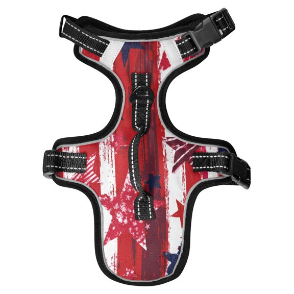 No Pull Dog Vest Harnesses and Escape Proof Cat Harnesses with Leash Set Reflective Adjustable Breathable Soft Padded Pet Vest for Small Medium Dogs Cats Retro Distressed Star Stripe Print