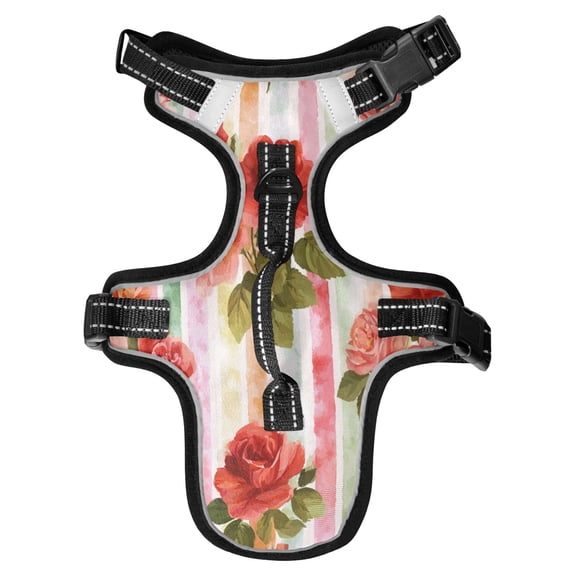 No Pull Dog Vest Harnesses and Escape Proof Cat Harnesses with Leash Set Reflective Adjustable Breathable Soft Padded Pet Vest for Small Medium Dogs Cats Roses on A Rainbow Background