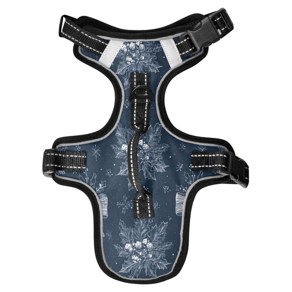 No Pull Dog Vest Harnesses and Escape Proof Cat Harnesses with Leash Set Reflective Adjustable Breathable Soft Padded Pet Vest for Small Medium Dogs Cats Silver Christmas Bows Pattern