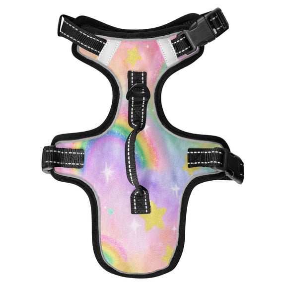 No Pull Dog Vest Harnesses and Escape Proof Cat Harnesses with Leash Set Reflective Adjustable Breathable Soft Padded Pet Vest for Small Medium Dogs Cats Sparkle Rainbow Design