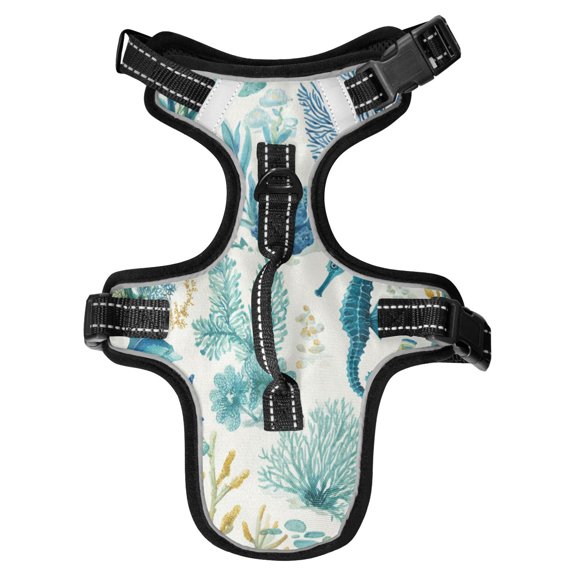 No Pull Dog Vest Harnesses and Escape Proof Cat Harnesses with Leash Set Reflective Adjustable Breathable Soft Padded Pet Vest for Small Medium Dogs Cats Underwater Botanical Pattern