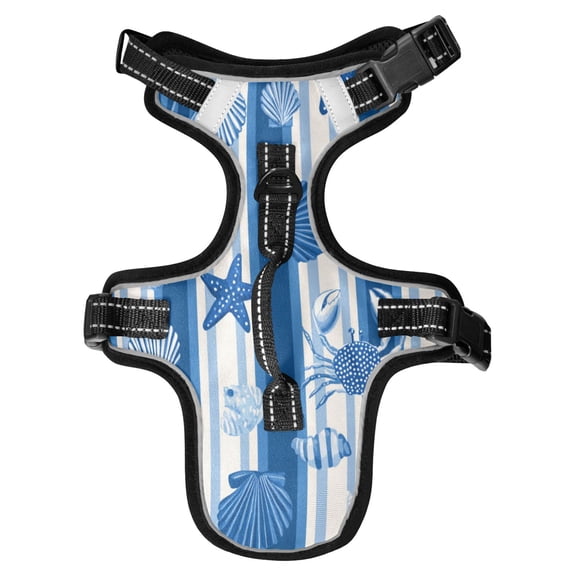 No Pull Dog Vest Harnesses and Escape Proof Cat Harnesses with Leash Set Reflective Adjustable Breathable Soft Padded Pet Vest for Small Medium Dogs Cats Vibrant Indigo Beach Print