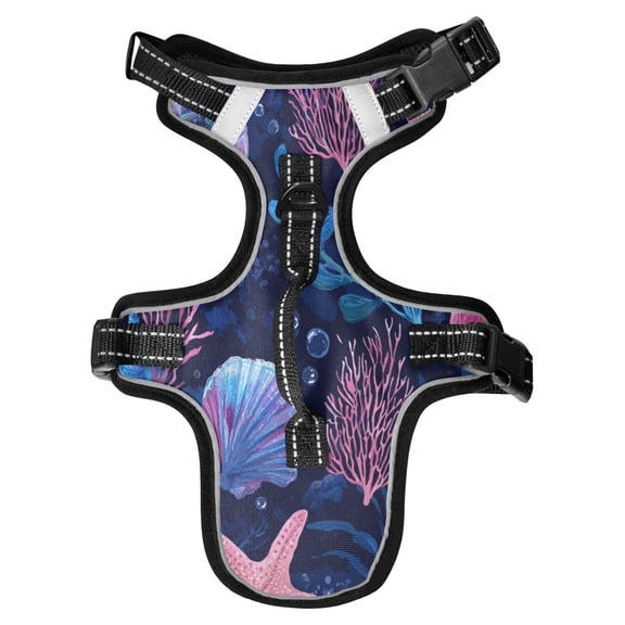 No Pull Dog Vest Harnesses and Escape Proof Cat Harnesses with Leash Set Reflective Adjustable Breathable Soft Padded Pet Vest for Small Medium Dogs Cats Whimsical Underwater Ocean Print