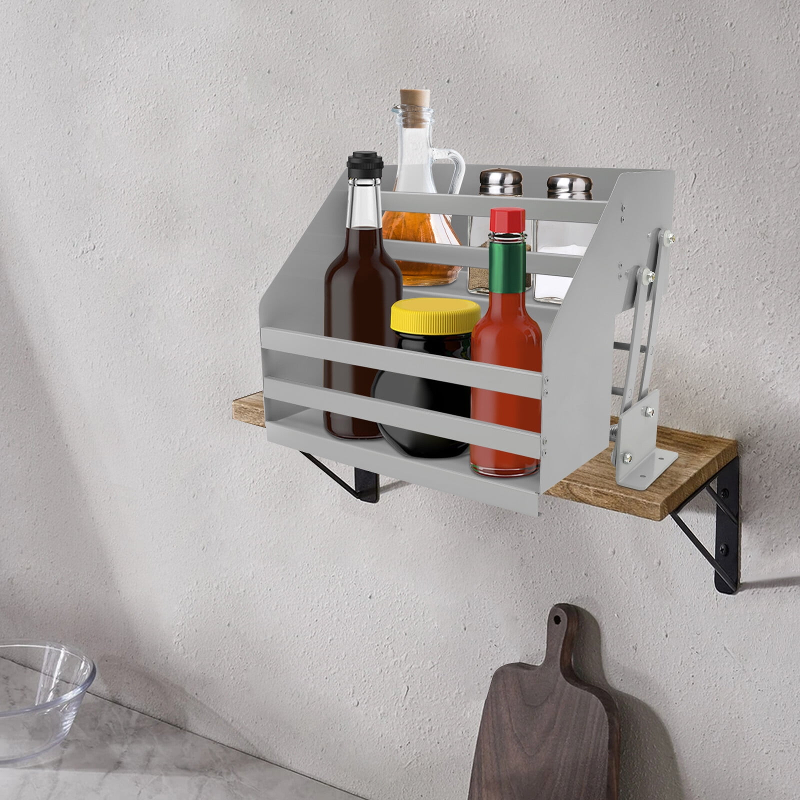 Pull Down Cabinet Organizer 2 Tier Cabinet Wall Shelf Rack L-Shaped ...